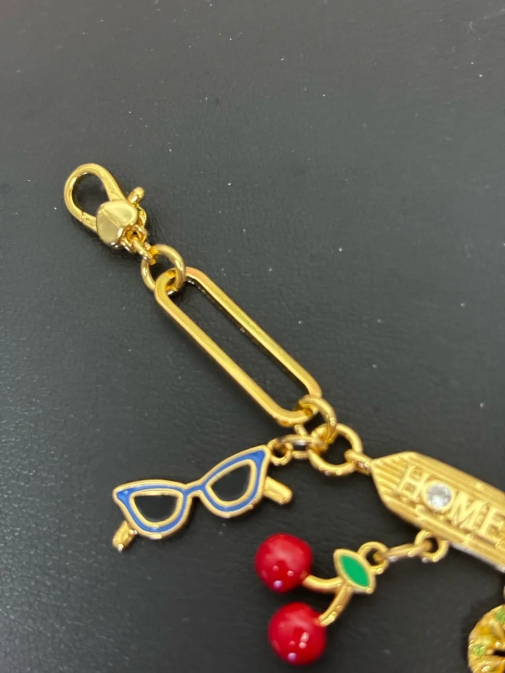 Kate Spade Multicolor Charm Bracelet with Green Bag Charm. NWT. 8” - Picture 6 of 9
